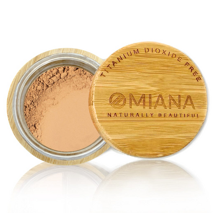 Omiana Divine Loose Powder Mineral Foundation - Without Mica, Titanium Dioxide, & More! - swatch on white background