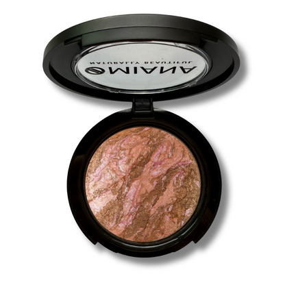 Mineral Makeup Baked Cream Bronzer Compact with lid open | Omiana