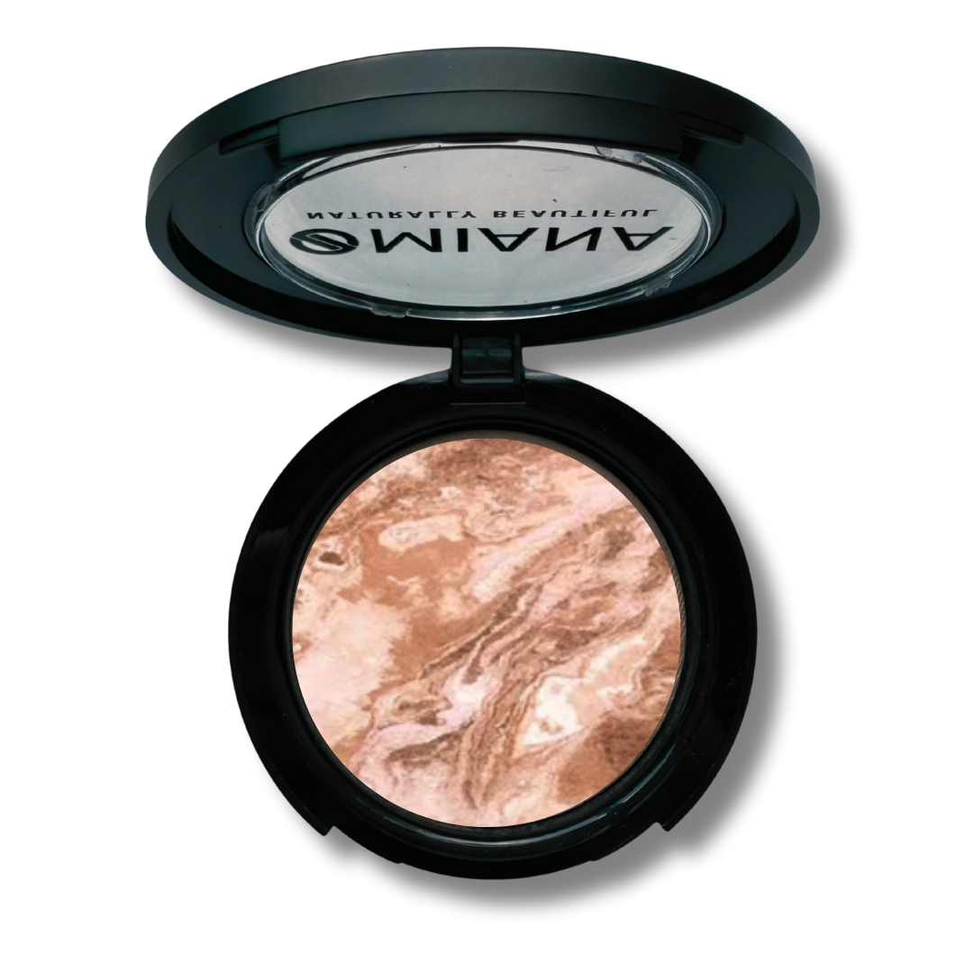Omiana baked cream bronzer makeup compact with lid open