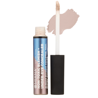 Omiana under-eye concealer with applicator on a white background