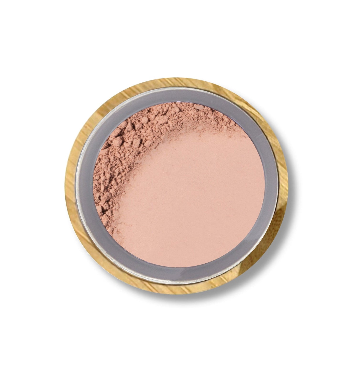 Titanium Dioxide-Free Loose Powder Mineral Makeup in bamboo container on white background | Omiana 