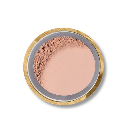 Titanium Dioxide-Free Loose Powder Mineral Makeup in bamboo container on white background | Omiana 