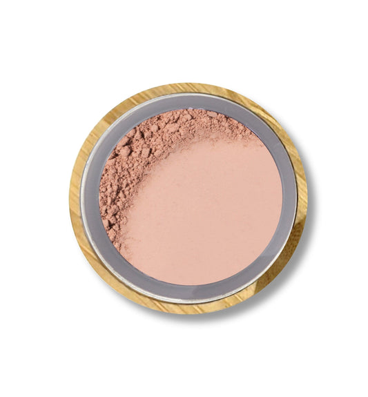 Titanium Dioxide-Free Loose Powder Mineral Makeup in bamboo container on white background | Omiana 